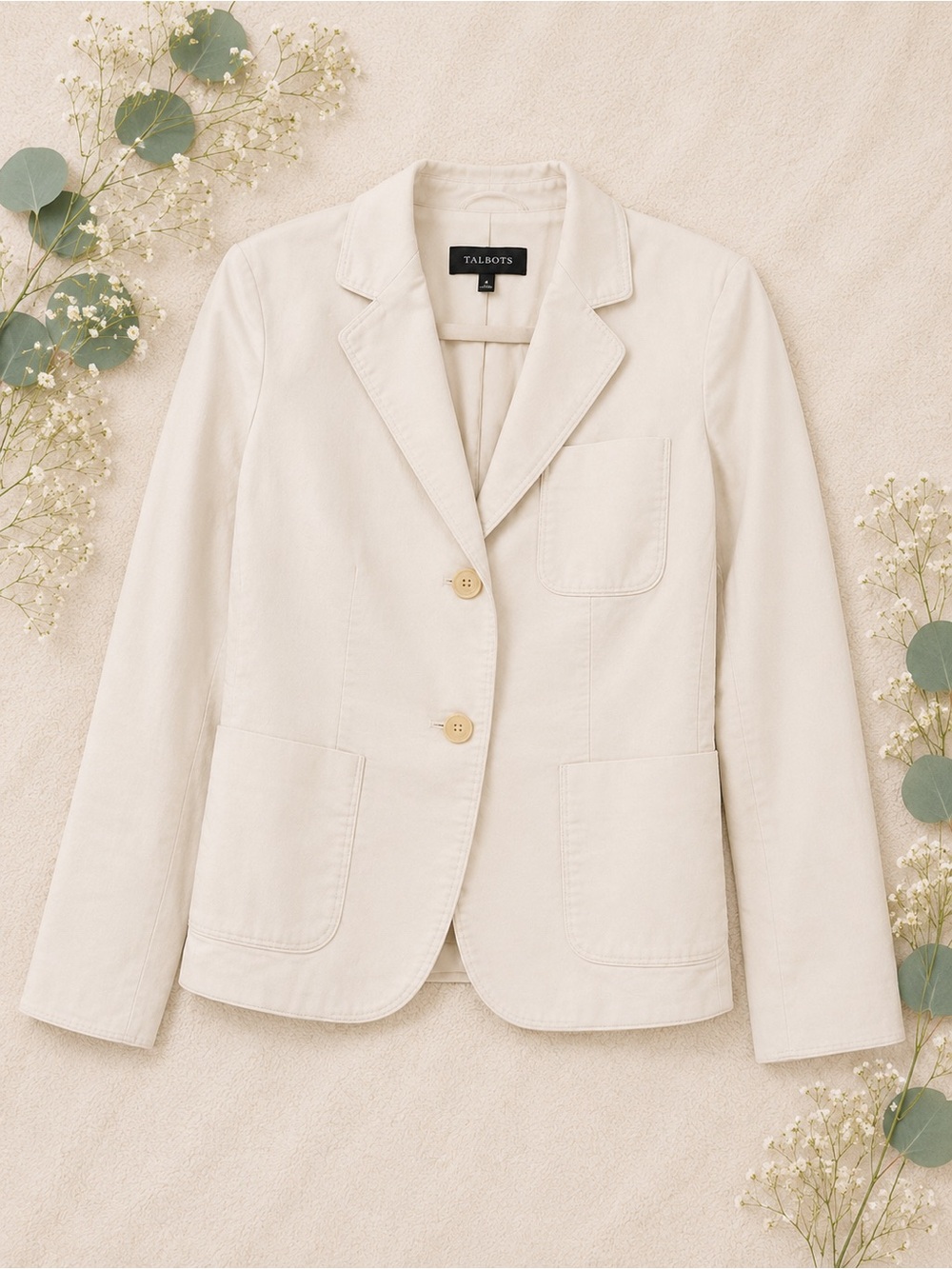 Talbots White Stretch Blazer | Classic Tailored Jacket Size 6